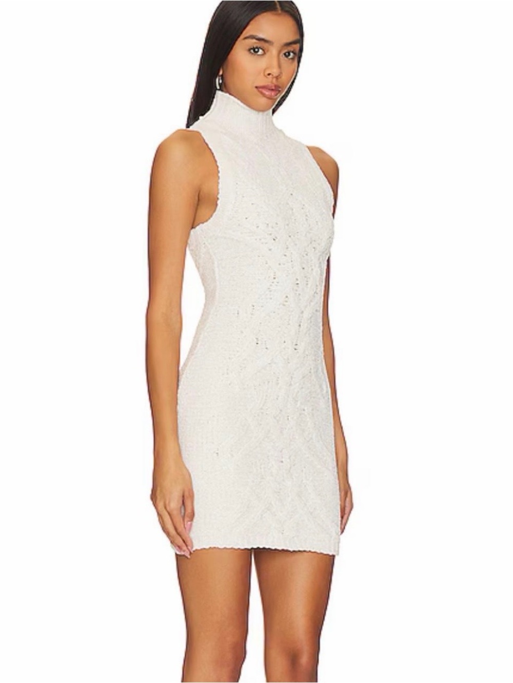 Camila Coelho Sleeveless Turtleneck Knit Mini Dress in Ivory - Picture 2 of 7